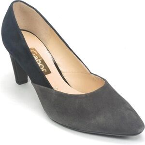 Gabor suede heel pump shoes navy and gray two toned size 6